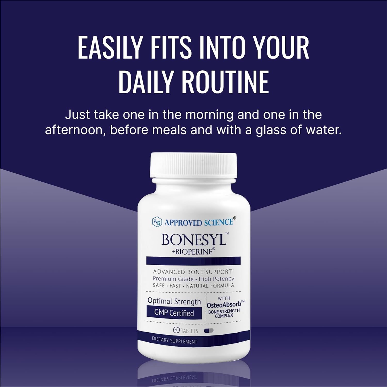 Approved Science Bonesyl - Strengthen Bones, Limit Bone Density Loss - Maintain Overall Bone Health - K2, BioPerine, and Magnesium - 180 Tablets - Vegan - Made in USA