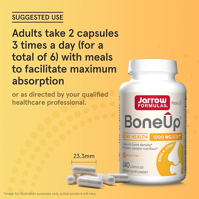 Jarrow Formulas BoneUp for Bone Density - Vitamin D3 and K2, Calcium Support, 240 Capsules, Provides Skeletal Nutrition, Up to 40 Days Supply