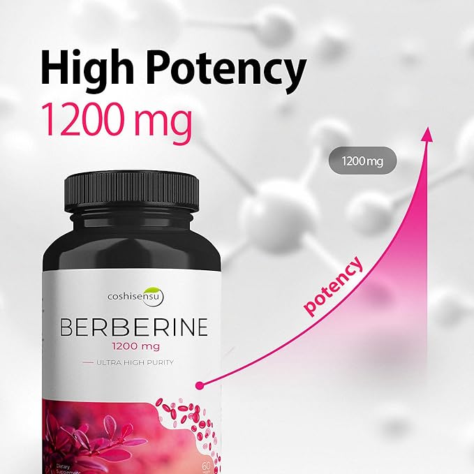 Berberine HCl 1200mg – High Potency Supplement for Blood Sugar, Insulin & Weight Management – Non-GMO, Gluten-Free, Vegan Capsules – Heart & Metabolism Support, Made in USA – 60 Count