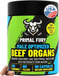 Grass Fed Beef Organ Supplement for Men - Male Optimization Pills - 6 Vital Beef Organs to Drive Prostate Health & Peak Performance, Made in USA, 90 Capsules