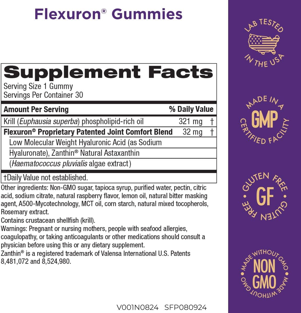 Purity Products Flexuron Gummies Joint Formula 3X Better Than Glucosamine and Chondroitin - Starts Working in just 7 Days - Krill Oil, Low Molecular Weight Hyaluronic Acid, Astaxanthin - 30 Ct (1)