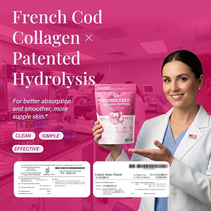 Multi Collagen Peptides Powder - 10g Hydrolyzed Collagen Peptides Type I, II, III, V & X with Biotin, Hyaluronic Acid & Prebiotics, Support Hair, Skin, Nail, Bone & Digestive Health, Non-GMO丨30 Sticks