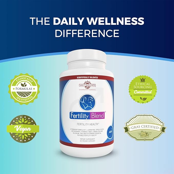 Daily Wellness for Men - Male Fertility Supplements, Vitamin Blend Pills - Male Count Pre-Conception for Him - Fertility Supplements for Men - 60 Capsules, 1 Pack