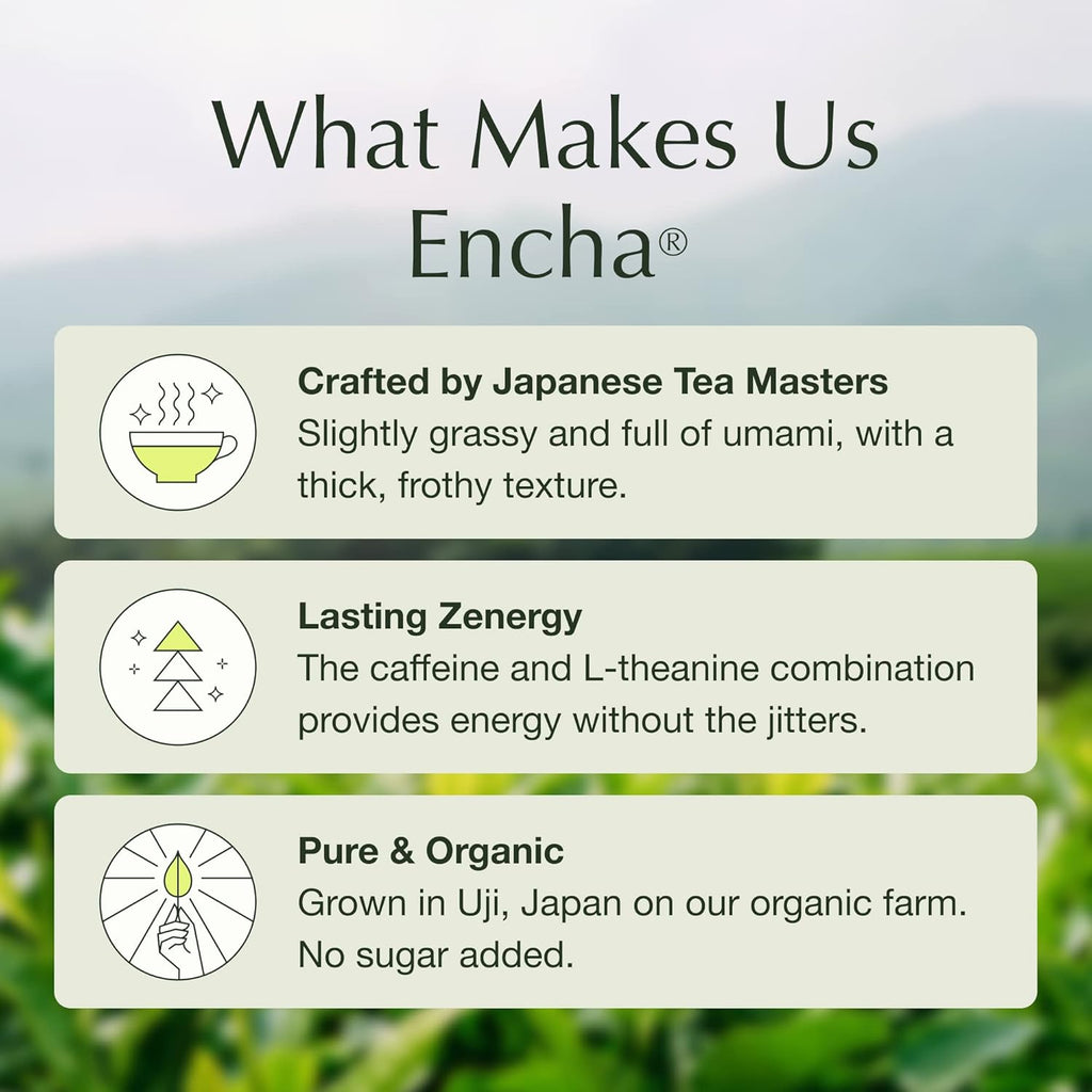 Encha Latte Grade Matcha Powder - First Harvest Organic Unsweetened Matcha Green Tea, From Uji, Japan (500g / 1lb) Premium Powder for matcha Latte, Smoothie | Caffeine, L-Theanine