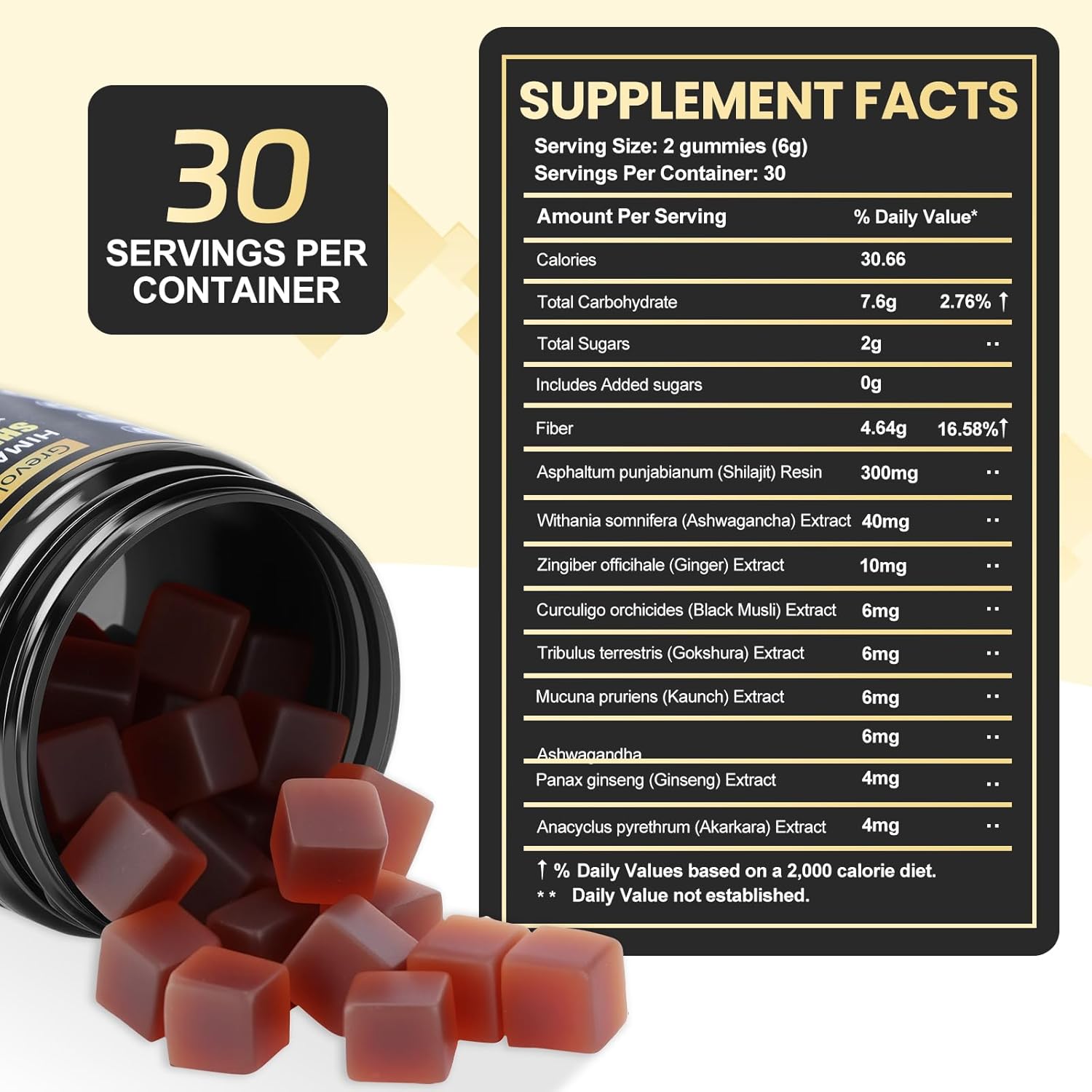 Pure Himalayan Shilajit Gummies with Ashwagandha - Fulvic Acid & 85+ Trace Minerals - No Added Sugar - Shilajit for Men & Women - 60 Gummy