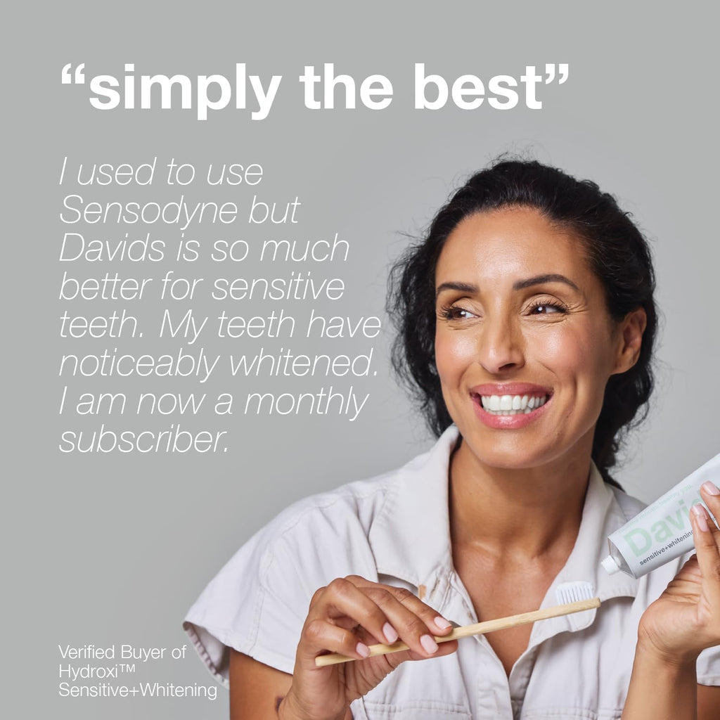 Davids Hydroxi™ Fluoride Free Nano Hydroxyapatite Toothpaste for Remineralizing Enamel & Sensitive Relief, Whitening, Antiplaque, SLS Free, Natural Peppermint, 4oz, Made in USA (3 Pack)
