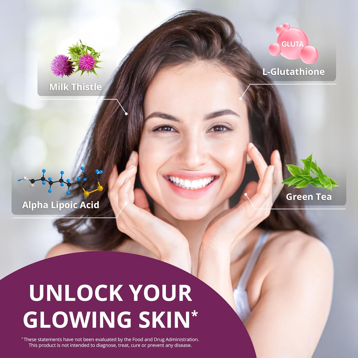 NuBest White - Glutathione 400mg & Milk Thistle Extract - Skin Brightening Supplement - Supports Beautiful and Radiant Skin - Antioxidant & Detoxification - Pack 3
