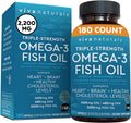 Triple Strength Omega 3 Fish Oil Supplement for Men and Women – 2500 mg High-Potency, Easy-to-Absorb Re-esterified Triglyceride Form, Pescatarian-Friendly DPA EPA DHA Omega 3 Supplement, 180 Softgels
