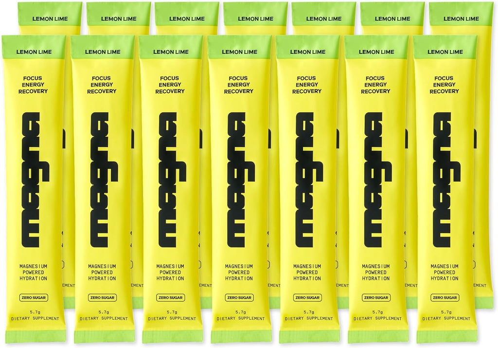 MAGNA Electrolyte Powder Drink Mix for Hydration, Energy & Focus Support with Magnesium L Threonate, Sodium, Potassium, Vitamin D, B6 & B12, Sugar Free, Lemon Lime Flavor, 14 Servings