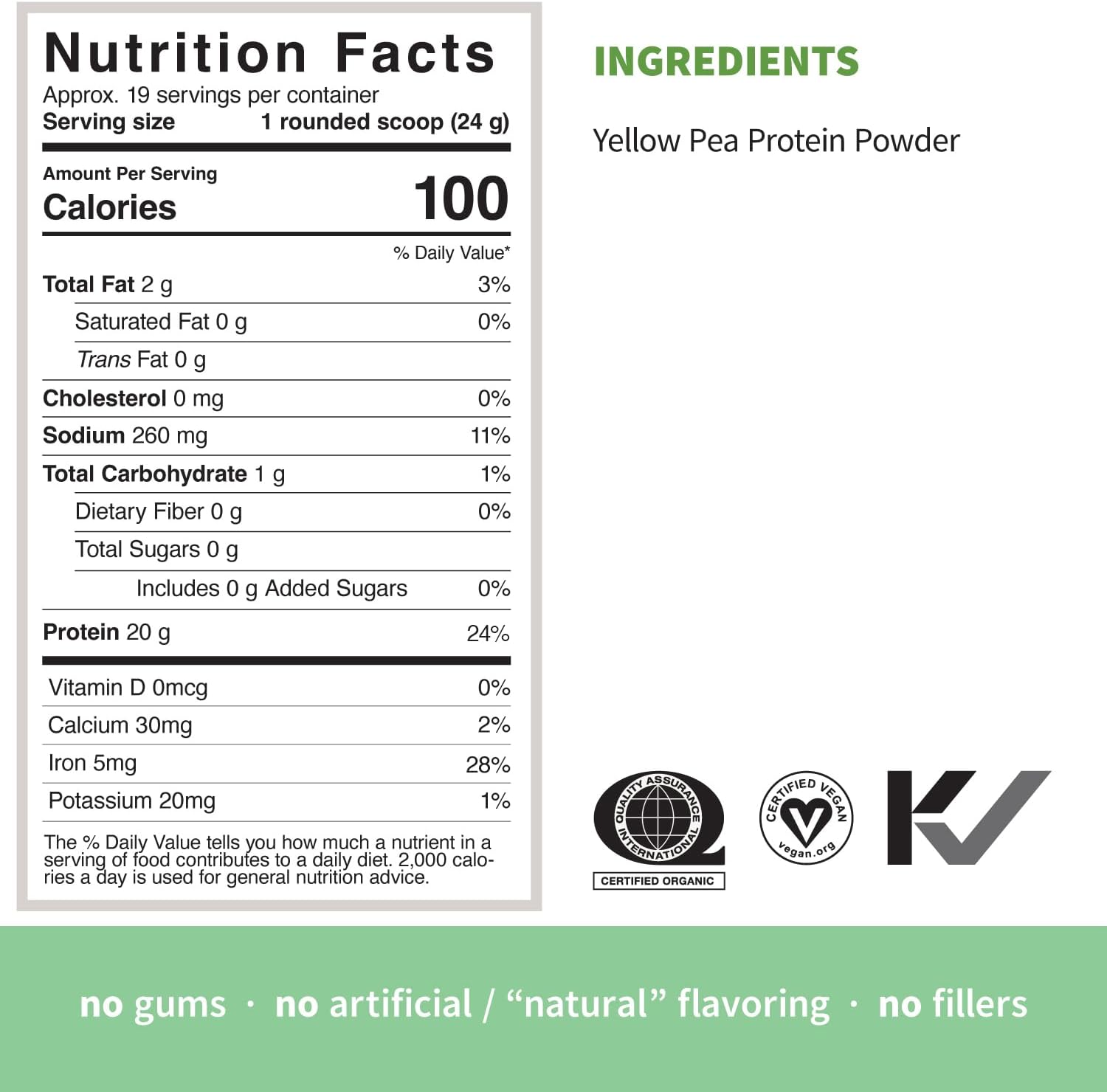 Sprout Living Organic Pea Protein Powder, Unflavored, 20 Grams of Plant Based Organic Protein Powder Without Artificial Sweeteners, Non Dairy, Non-GMO, Vegan, Gluten Free (1 Pound, 19 Servings)