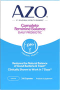 AZO Complete Feminine Balance Daily Vaginal Probiotics for Women, Clinically Proven to Help Protect Vaginal Health, Helps balance pH and yeast, 60 Count