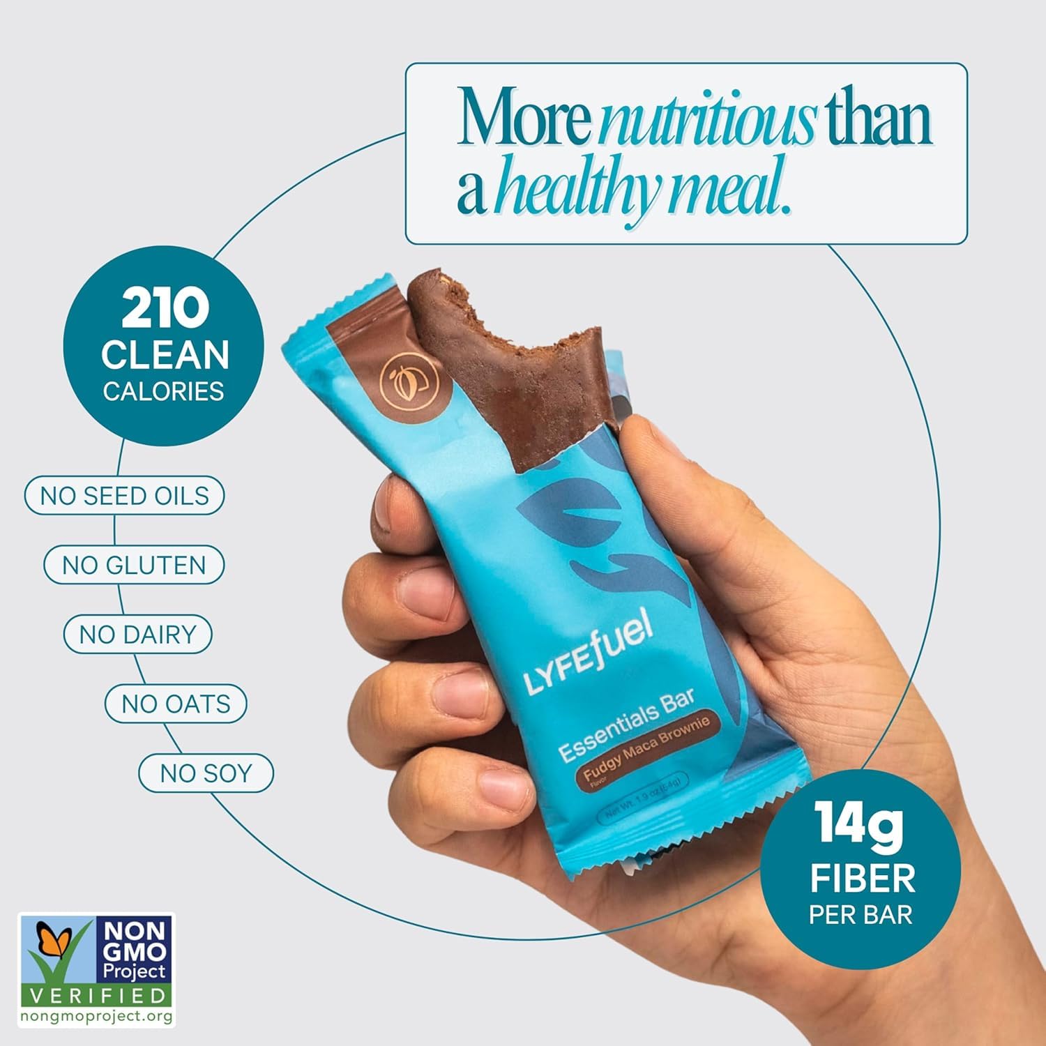 Meal Replacement Bar by LyfeFuel - Vegan Protein Bar Packed with Organic Superfoods, Fiber & 21 Essential Nutrients from 100% Plant Based Whole Foods (Fudgy Brownie - Box of 10) Gluten Free, Paleo - 3 Pack