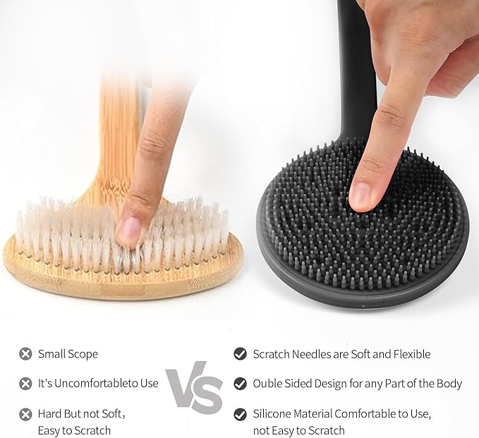 Back Scratcher, 2PackGifts for Men Back Scratcher ， 2025 New with 2 Silicone Scratch Surface, Deep Back Scrubber for Men/Women, Long Handle Backscratchers for Adults