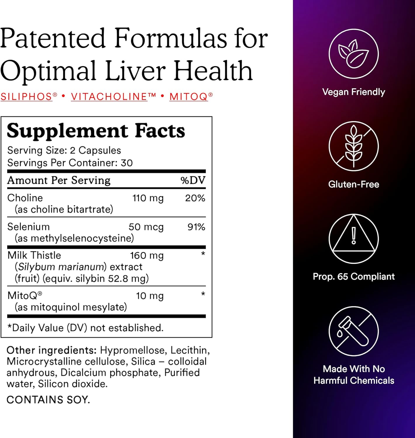 MitoQ +Liver Premium CoQ10 Antioxidant - Contains Mitoquinol Mesylate, Choline, Milk Thistle, Selenium - Supports Metabolism, Liver Health, Body’s Natural Detoxification & Cell Vitality (60 Capsules)