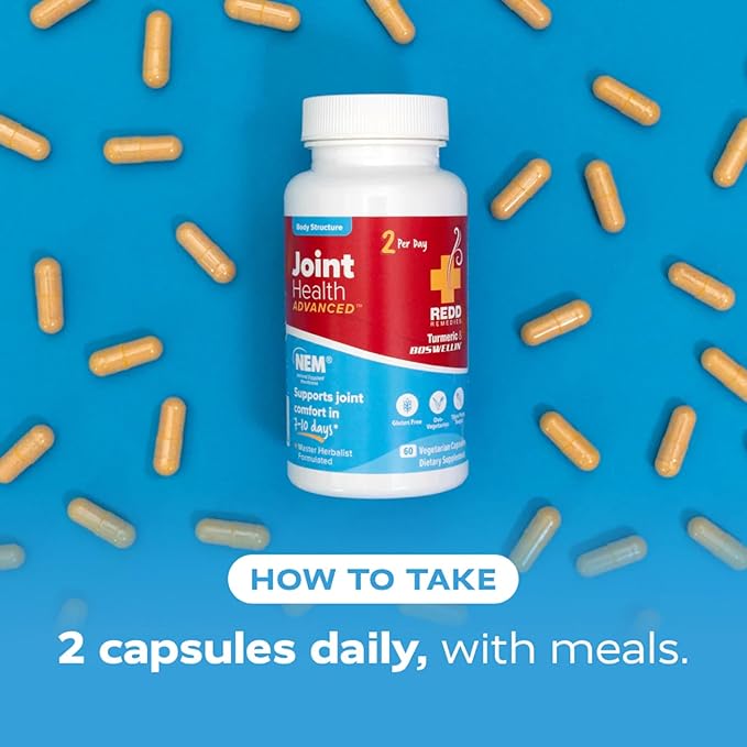 Redd Remedies, Joint Health Advanced, Helps Strengthen Connective Tissue and Cartilage, Fast-Acting Comfort with Boswellia Serrata and Turmeric, 60 Vegetarian Capsules