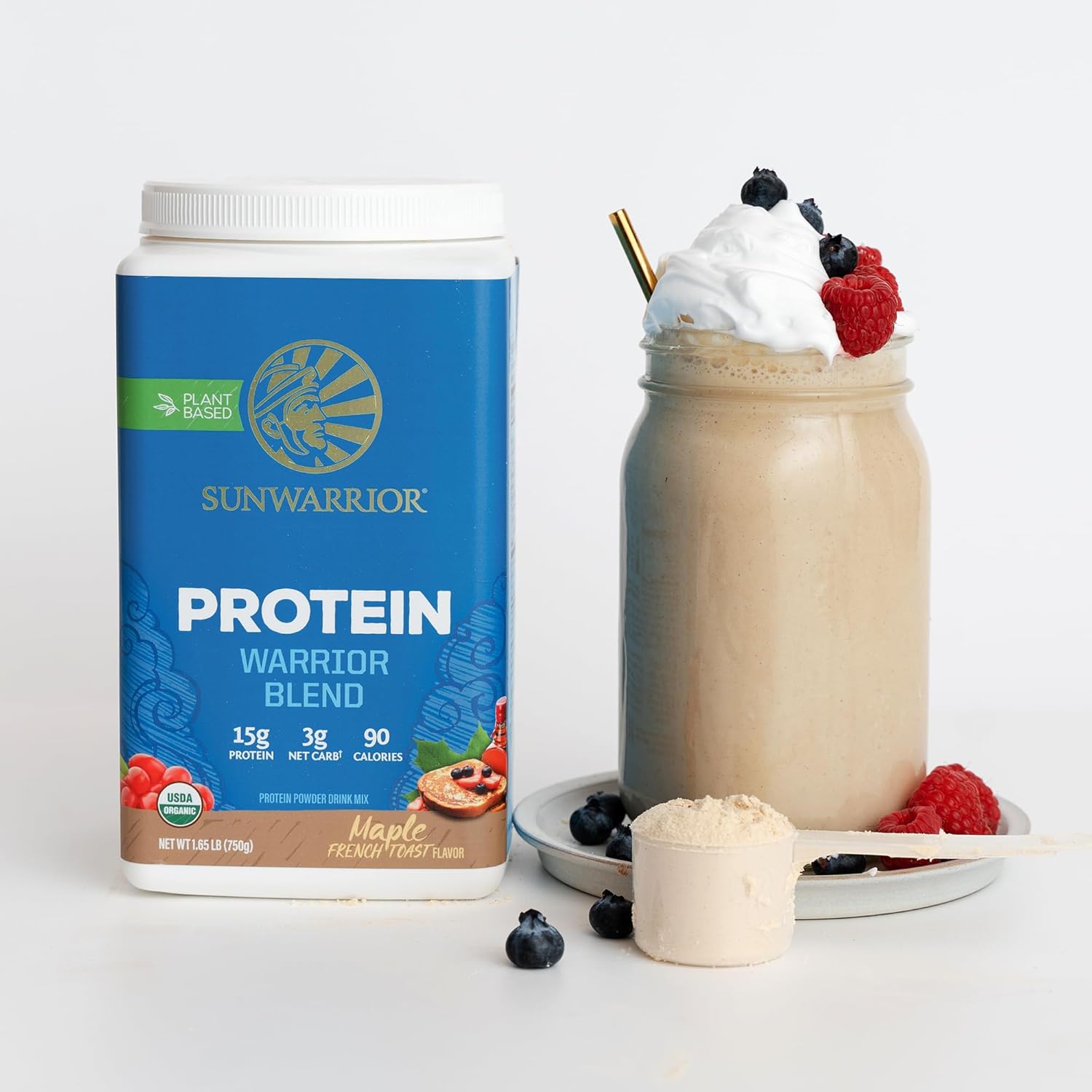 Sunwarrior Organic Plant Based Protein Powder | Vegan Organic Protein Powder Maple Flavored with BCAA Amino Acids & Hemp Seed Pea Blend | Non-GMO Soy Dairy Filler & Gluten Free (Maple, 30 Servings)