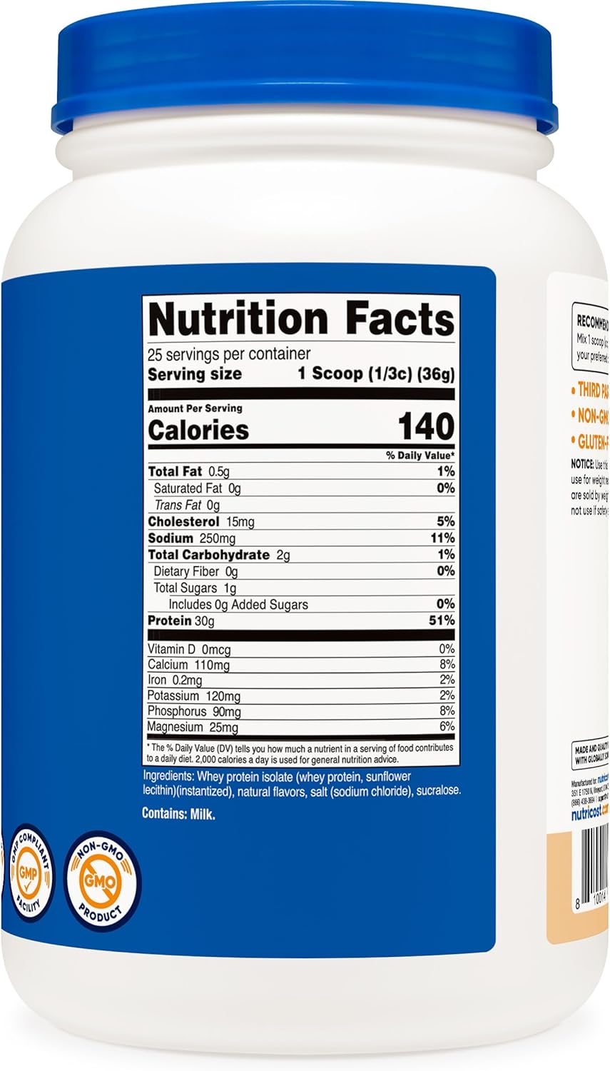 Nutricost Whey Protein Isolate Powder (Cake Batter, 2LBS)