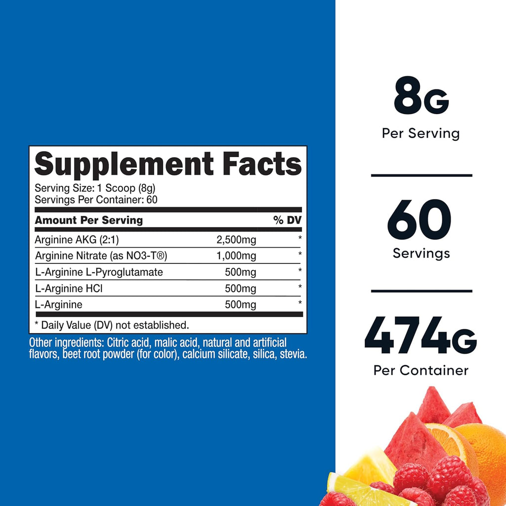 Nutricost L-Arginine Complex (Fruit Punch, 60 Servings) - Gluten Free, Non-GMO