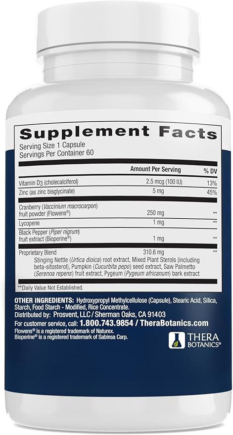 Advanced Men's Prostate Support Natural Supplement with Saw Palmetto, Vitamin D, and Zinc to Ease Urinary Frequency & Urgency (60 Count)