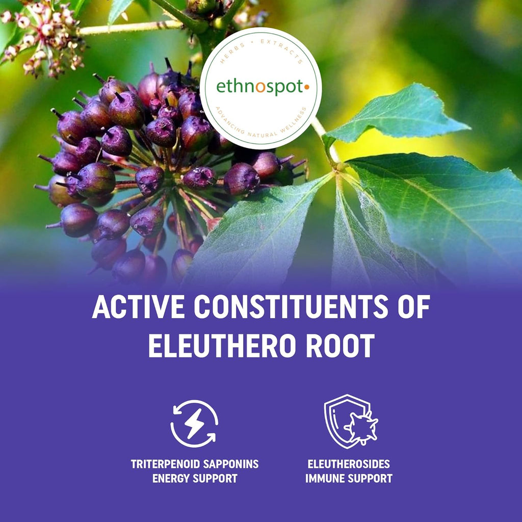Full Spectrum Eleuthero Root Capsules - Siberian Ginseng - Boosts Physical Stamina & Mental Alertness - Supports Immune System - Enhanced Eleutheroside Profile - All Natural - 125 Vegan Capsules