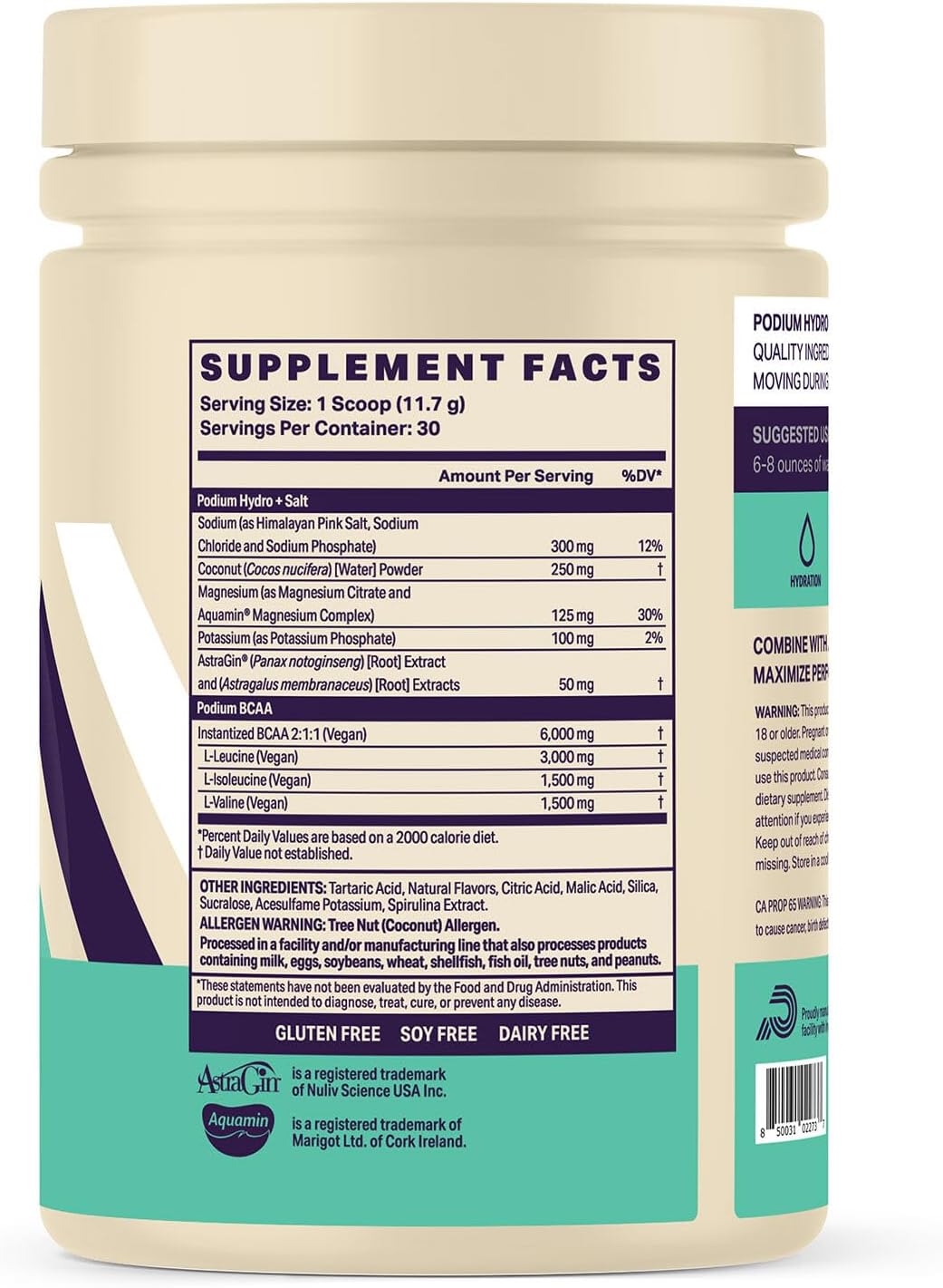 Podium Nutrition, Instantized BCAA Powder, Hydro and Salt, Blue Razz Slushie, 30 Servings, Electrolytes, Hydration, Recovery