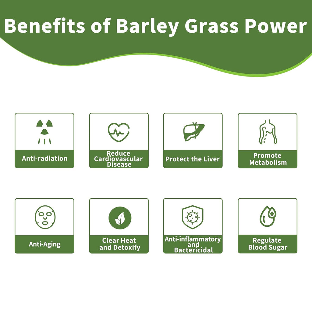 Barley Grass Juice Powder ，Rich in Chlorophyll & Natural Nutrients, Barley Grass Powder - Resealable Bag, Vegan, Non-GMO, Gluten-Free, Sugar-Free，8 oz