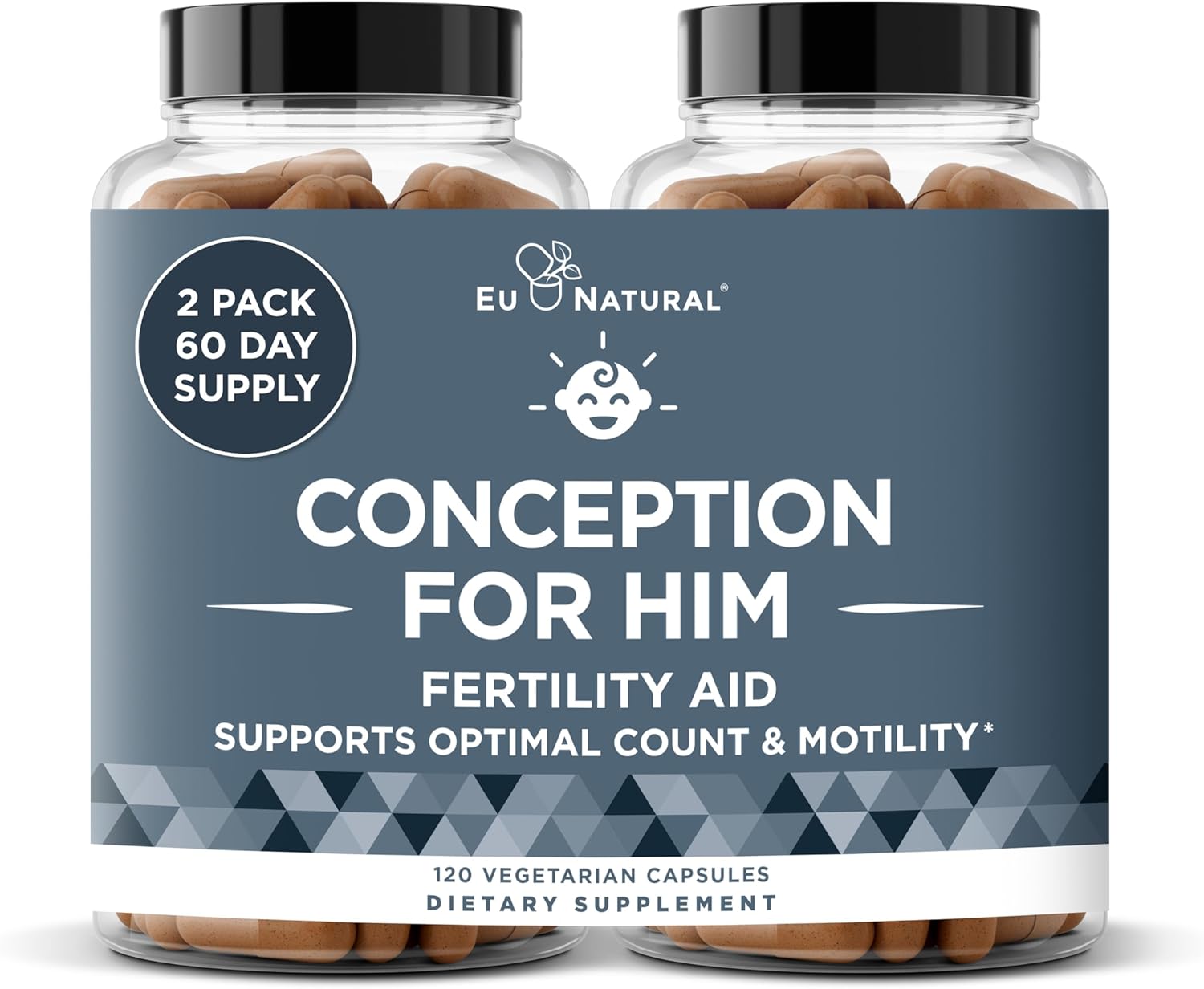 Conception For Him – Fertility Supplements for Men, Male Fertility Support & Prenatal – Optimal Sperm Count, Motility Strength – Ashwagandha, Folate Folic Acid, Magnesium, Zinc – 120 Veg Soft Capsules