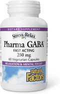 Natural Factors Stress-Relax Pharma GABA 250 mg, Non-Drowsy Stress Support for Relaxation and Mental Focus, 60 Vegetarian Capsules