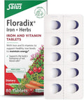 Floradix Iron Tablets - Iron Supplement with Folic Acid, Vitamin C & More - Energy Support* - Vegetarian, Gluten-Free - 80 Tablets
