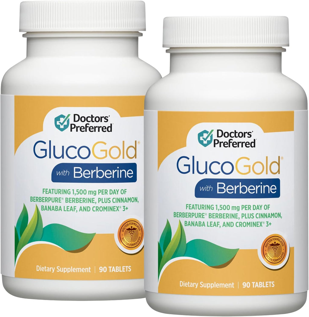 DOCTORS' PREFERRED GlucoGold with Berberine, Concentrated Cinnamon, Chromium, Banaba Leaf Extract | 180 Tablets