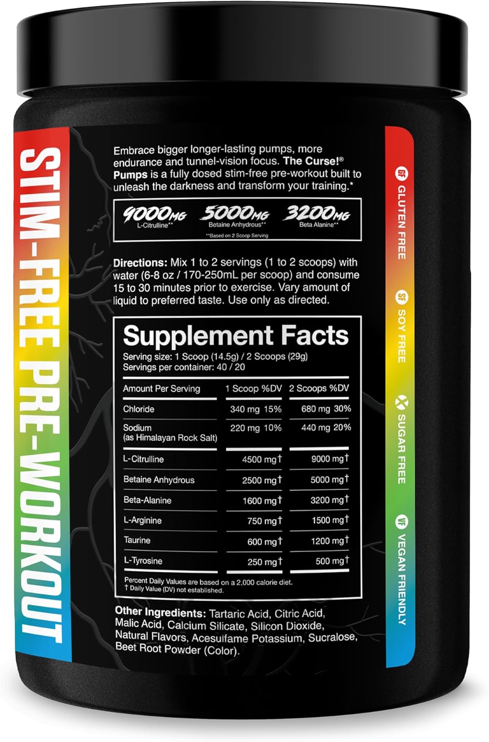 JNX SPORTS The Curse! Pump – Stim-Free Pre-Workout | Sour Candy 40 Serves | Caffeine-Free Pump Pre Workout, Non-Stim Nitric Oxide Preworkout for Men & Women