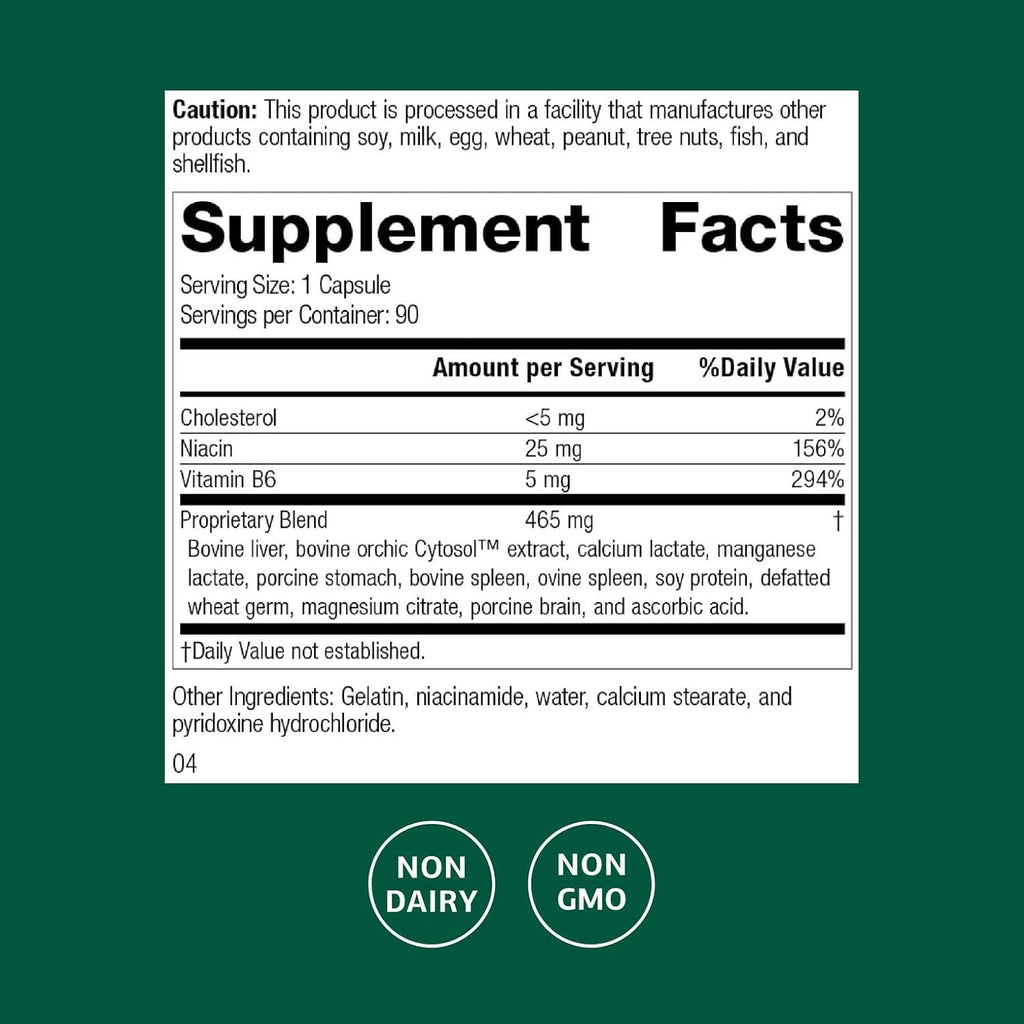 Standard Process Inc. Orchex - Whole Food Nervous System Supplements, Cholesterol, Mental Clarity and Emotional Support with Soy Protein, Ascorbic Acid, Calcium Lactate, Wheat Germ - 90 Capsules