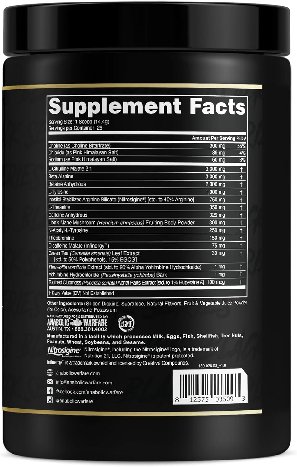 Anabolic Warfare Black Series Maniac, Pre-Workout Powder, Supports Nitric Oxide, Muscle Pumps, and Protein Synthesis* Guerilla Grape