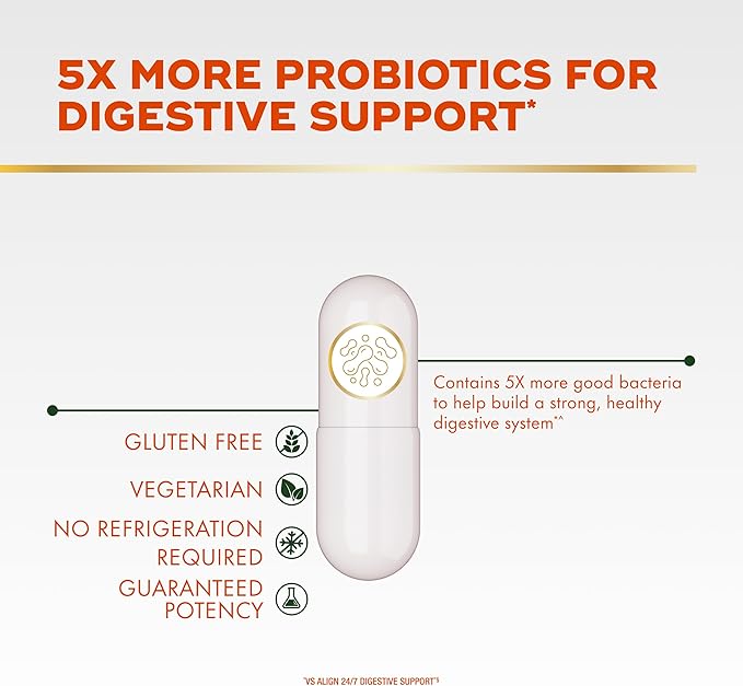 Align Probiotic Extra Strength, Probiotics for Women and Men, Probiotic Capsules with 5X CFUs, 42 Capsules