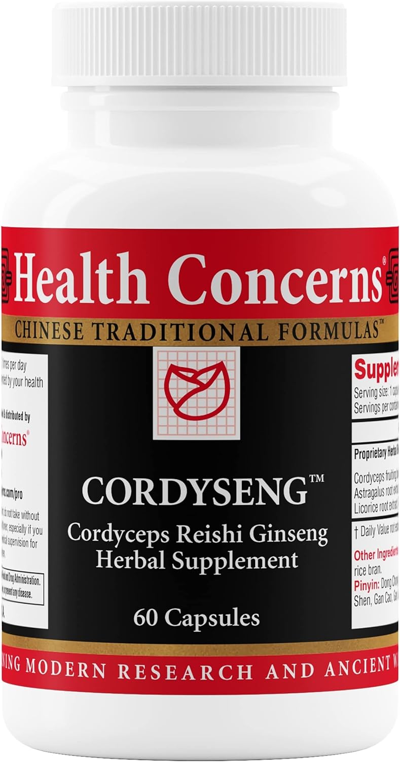 Health Concerns CordySeng – Immune System Support Supplement – Cordyceps Reishi Ginseng Astragalus Adaptogen Blend – Traditional Chinese Medicine – Respiratory & Energy Support – 60 Capsules