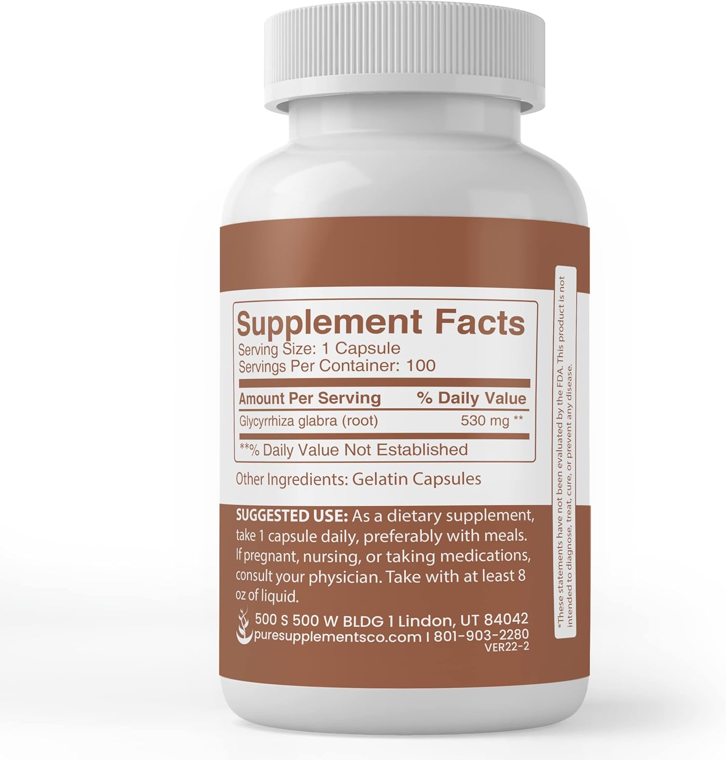 Pure Original Ingredients Licorice Root Extract (100 Capsules) Always Pure, No Additives Or Fillers, Lab Verified