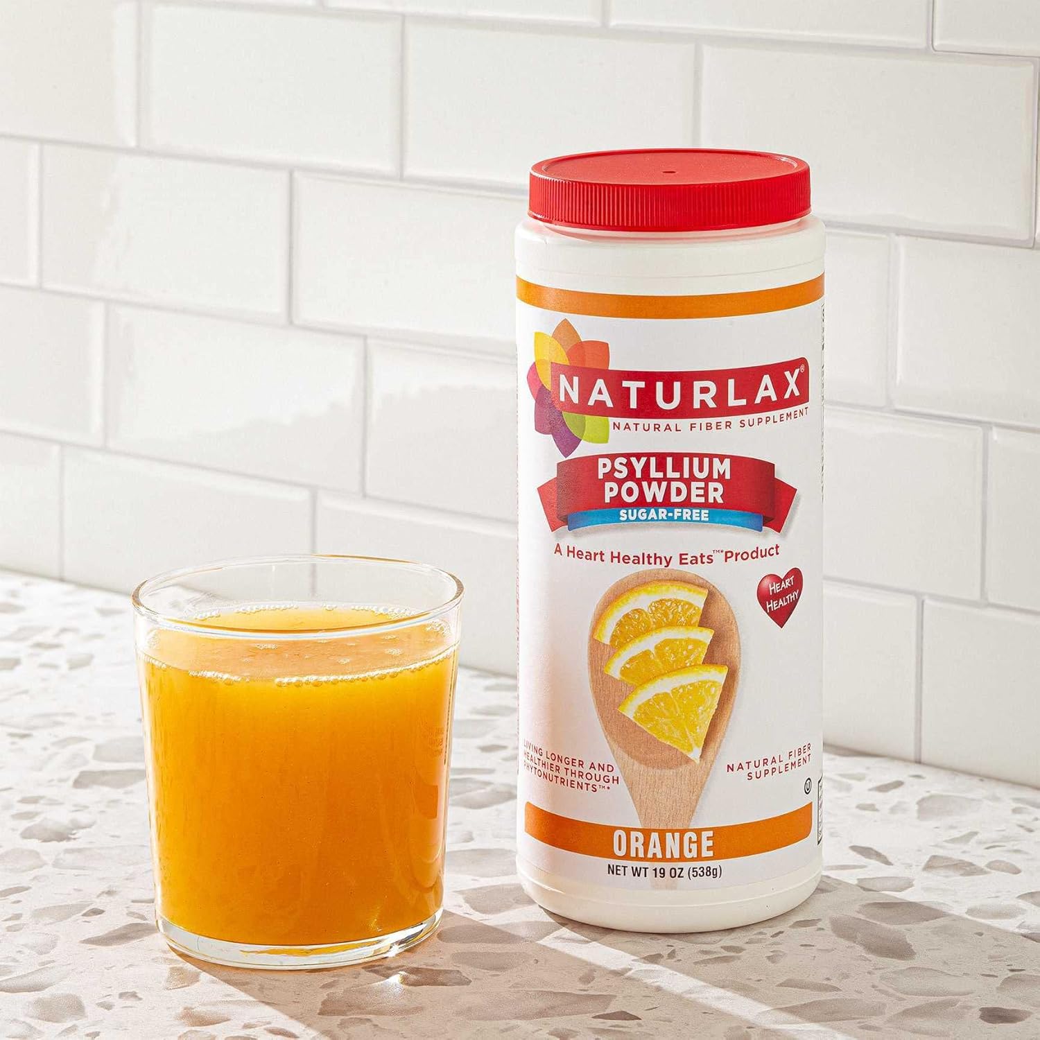 Sugar-Free Psyllium Husk Fiber Powder, Orange Flavored 32 oz