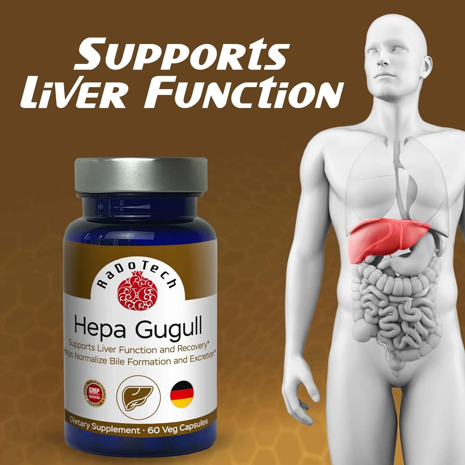 Hepa Gugull Liver Supplement for Much-Needed Liver Detox, Natural Liver Support Essential with Guggul Resin, Milk Thistle Powder and More, Promotes Overall Well-Being (60 Count (Pack of 3))
