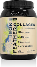 Iron Feather Collagen Powder | Unflavored | Multi-Collagen Protein with Vitamin C | Supports Joints, Tendons, Recovery, Skin, Hair and Nails | 10g Protein per Scoop | Clean and Functional Nutrition