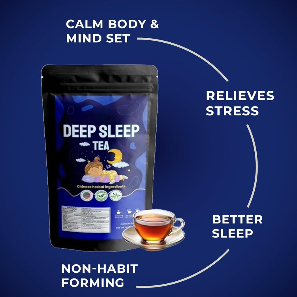 Deep Sleep Tea – Caffeine Free - Bedtime Herbal Tea for Relaxation & Stress Relief with Mulberry, Wild Jujube, Chinese Herbs – Natural Sleep Aid with no Melatonin – 30 Relaxing Tea Bags