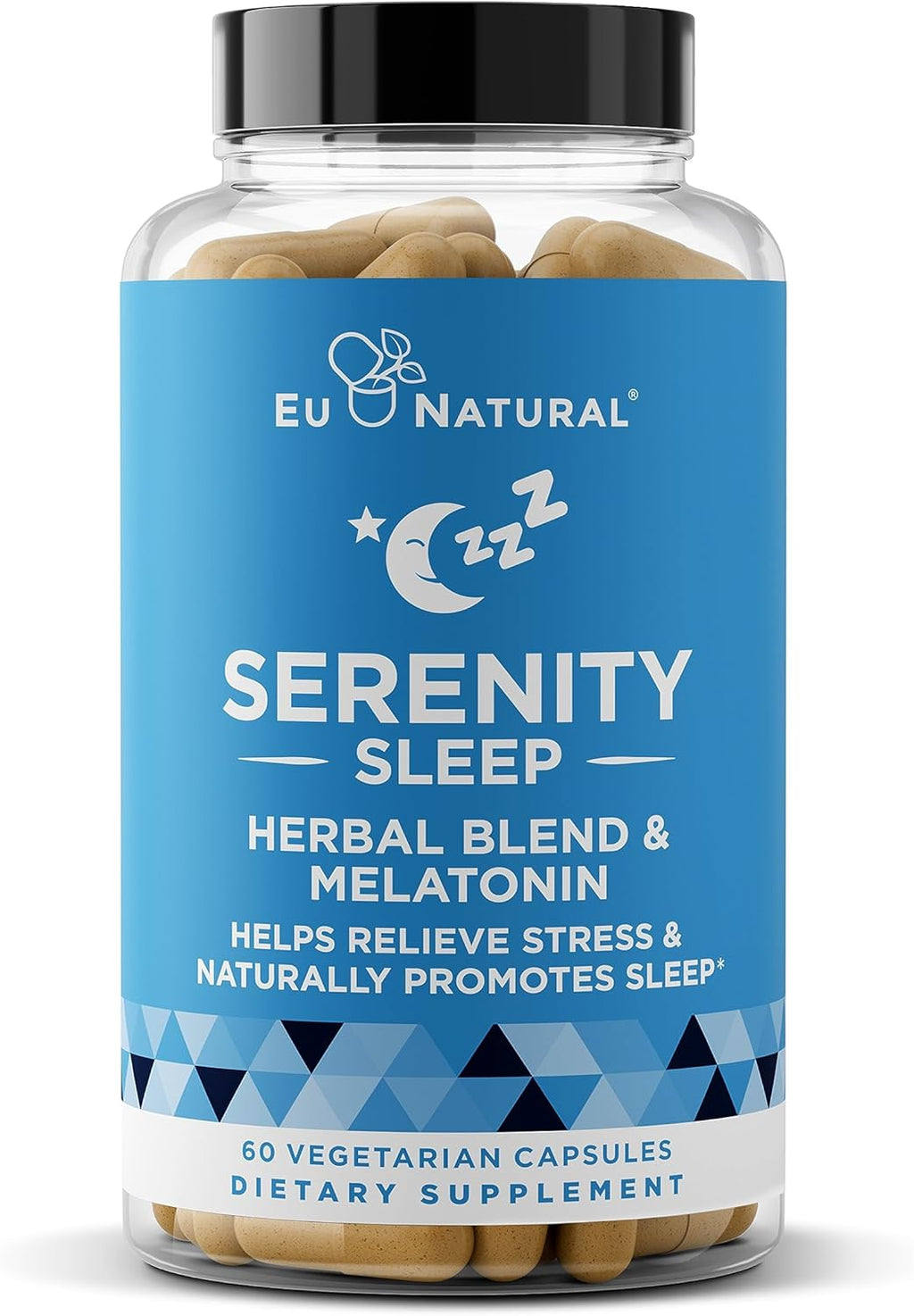 Serenity Sleep Natural Sleep Aid – Potent Blend of Magnesium, Valerian Root and Melatonin – Natural Sleep Aid – Non-Habit-Forming Way to Relax and Get a Good Night’s Sleep – 60 Vegan Soft Caps