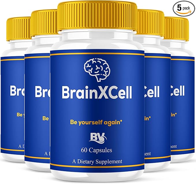 BLUE VIBE Brainxcell Capsules, Brain x Cell Advanced All Natural Memory & Focus Support Supplement Pills, Brainxcell Maximum Strength Premium Brain and Memory Support Pills (5 Pack - 300 Capsules)