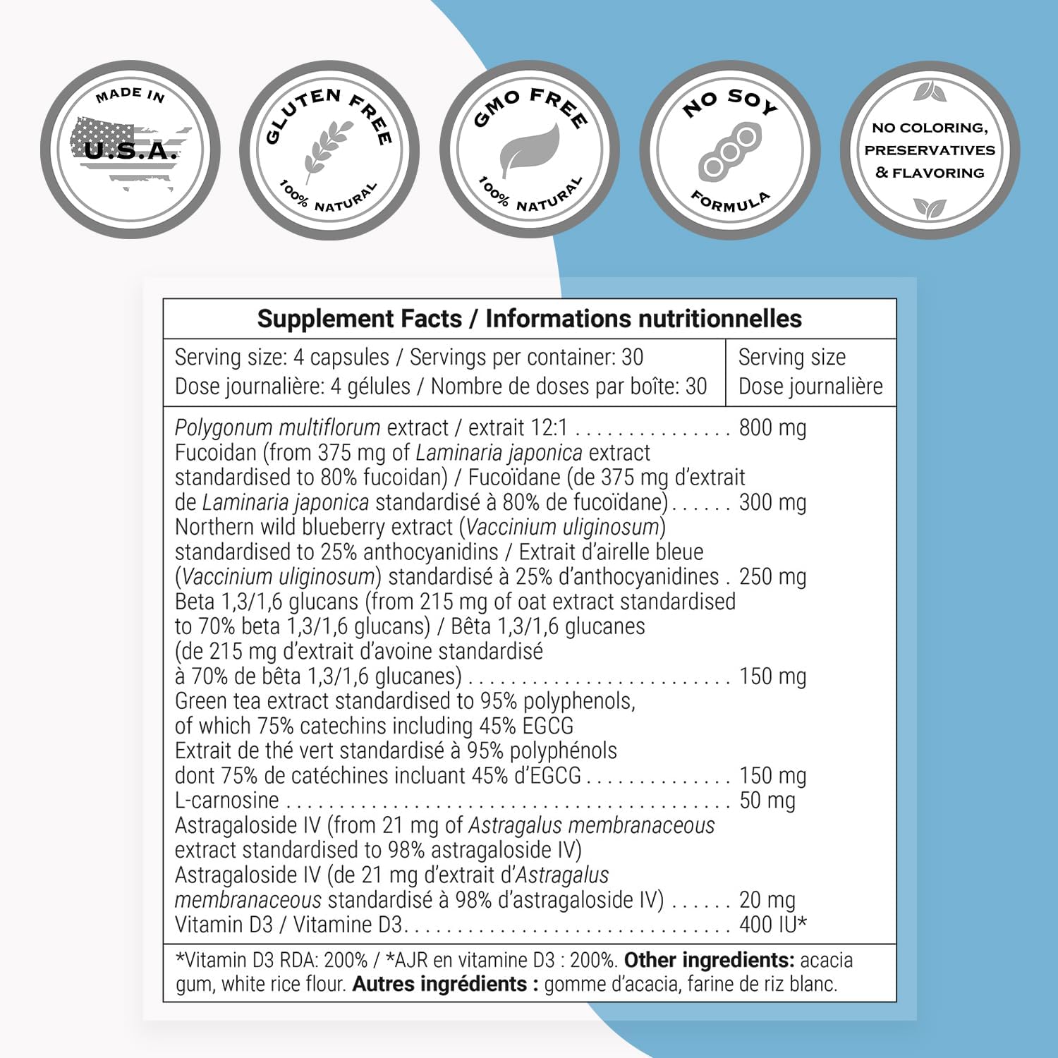 Supersmart Stem Cells Activator (Advanced Formula) - with Astragaloside, Fuidocan - Natural Stem Cells Supplement | Non-GMO & Gluten Free - 120 Vegetarian Capsules