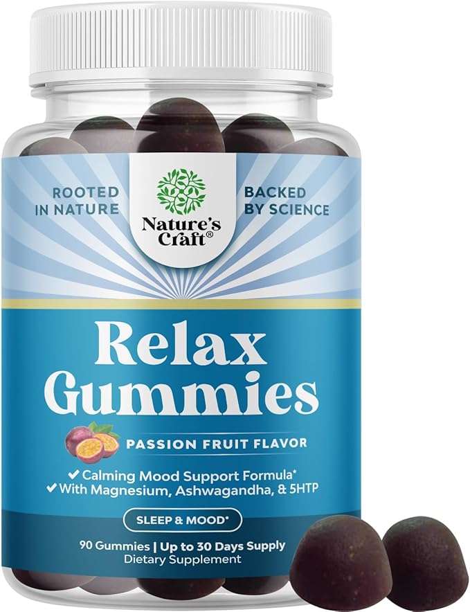Pure Calm and Relaxing Magnesium Supplement - Magnesium for Stress Support & Rest Ease for Adults - High Absorption Mg Citrate Gummies with L Theanine & Ashwagandha for Muscle Cramps - 90 Count