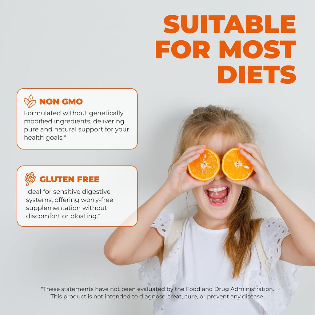 Kids Omega 3 Gummies DHA & EPA Fish Oil Supplement for Brain, Vision & Immune Health - Non-GMO, Gluten-Free Orange Flavor Chewable Omega 3 for Kids Gummy 4+ - 60 Count
