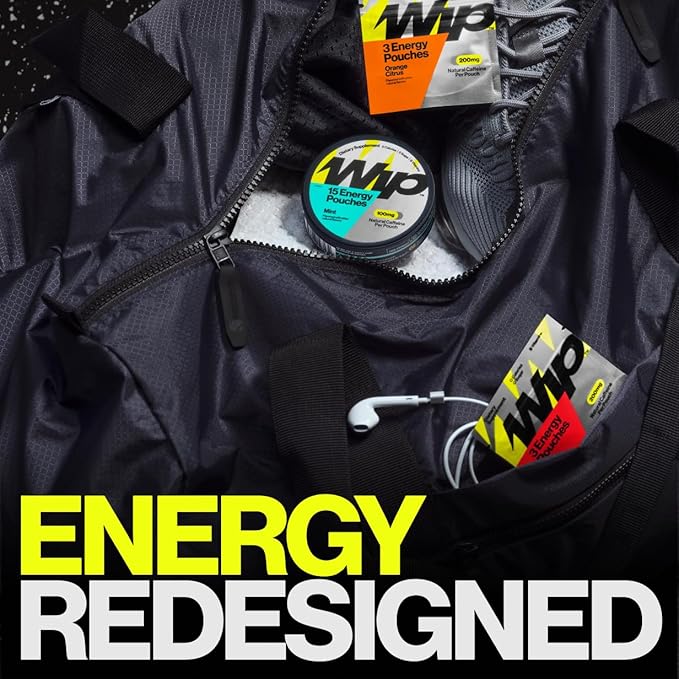 Wip Energy Pouches | 100mg Natural Caffeine | Vitamins and Minerals | Strawberry Kiwi | 15 Pouches Per Can | 1 Can