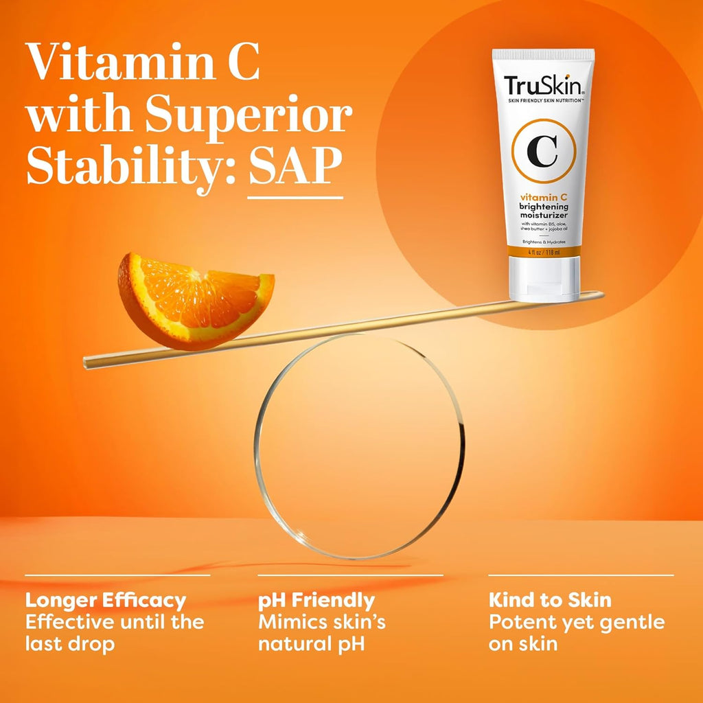 TruSkin Vitamin C Cream for Face – Brightening Moisturizer, Anti Aging, Hydrating, Skin Wrinkle Cream – Vitamin B5, Vitamin E, Jojoba Oil, Aloe Vera & Green Tea, 4 Fl Oz