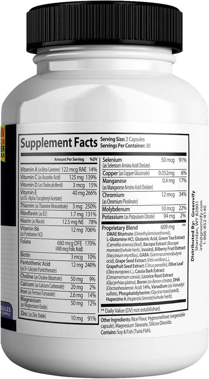 Brain IQ Zync Max - Natural Brain Support Supplement for Memory, Focus & Clarity - Clear Brain Fog & Boost Cognitive Function - 120 Capsules