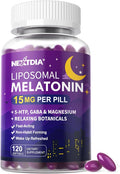 Liposomal Time Release Melatonin + Magnesium Sleep Supplement, Natural Calm Sleep Aids for Adults, 15mg 30mg Melatonin Extended Release Pills w/ GABA, 5-HTP, Ashwagandha & L-Theanine, 120 Softgels