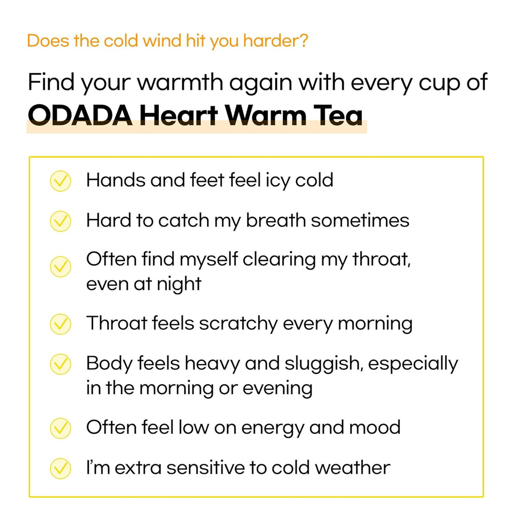 Odada Heart Warm Tea - Cozy Seasonal Wellness Blend with Korean Pear & Bellflower Root, Natural Throat Comfort & Inner Warmth, Caffeine-Free, 24 Bags